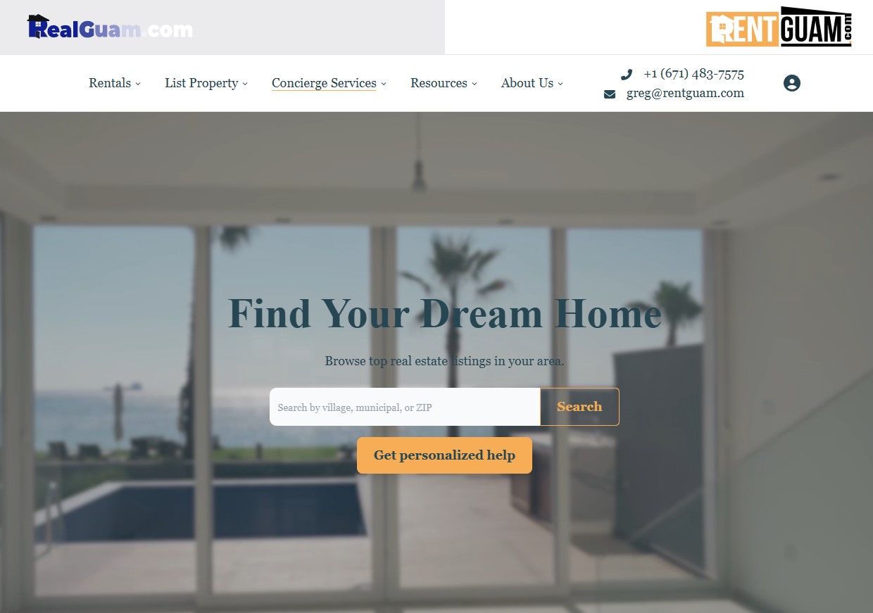 image of rentguam.com's landing page